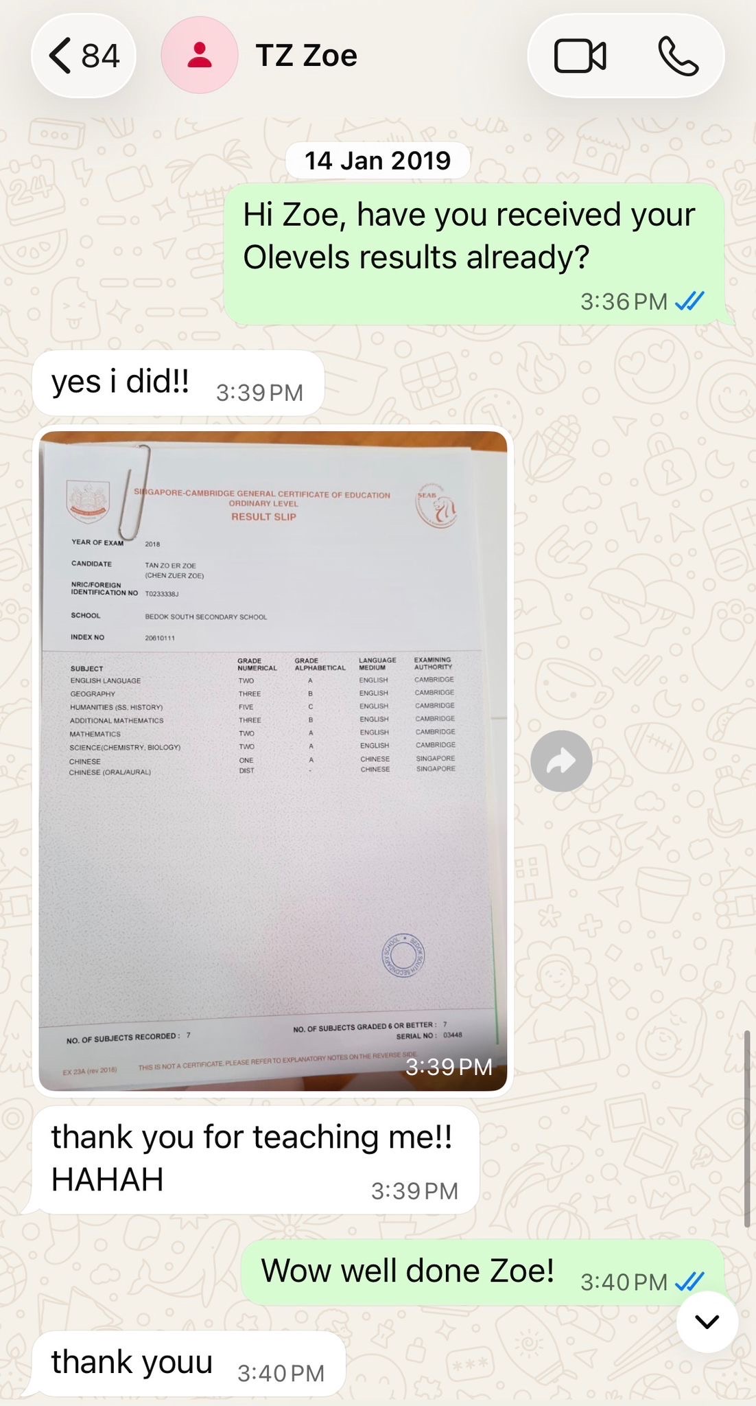 Zoe Result